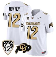 Men's Colorado Buffaloes #12 Travis Hunter White 2023 Football...