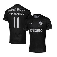 Nuno Santos 11 Sporting CP 2025-26 Away Match Jersey  Black