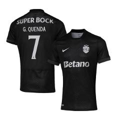 Geovany Quenda 7 Sporting CP 2025-26 Away Match Jersey  Black