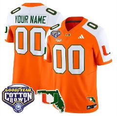Custom Miami Hurricanes Jersey 2025 Cotton Bowl Florida Stitch...
