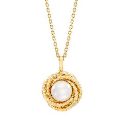 Freshwater Cultured 7-7.5 mm Pearl 14kt Yellow Gold Love Knot ...