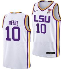 Men's LSU Tigers Angel Reese Jersey College Basketball White #10
