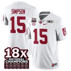 Ty Simpson Jersey #15 Alabama Crimson 18x-Time National Champi...