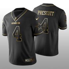 Men's Dallas Cowboys #4 Dak Prescott 100th season jersey golde...