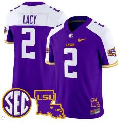 Kyren Lacy Jersey #2 LSU Tigers 2024 Louisiana Football Purple...