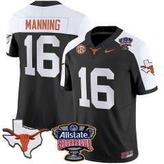 Men's Arch Manning Jersey #16 Texas Longhorns Football Black A...