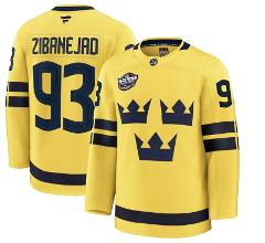 Sweden #93 Mika Zibanejad Yellow 2025 4 Nations Face-Off Premi...