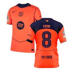 Pedri 8 Barcelona 2025-26 Third Match Jersey Orange