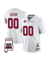 Custom Alabama Crimson Jersey SEC Graduate Map Patch White - A...