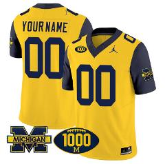Custom Michigan Wolverines Jersey 1000 Wins Patch Vapor Footba...