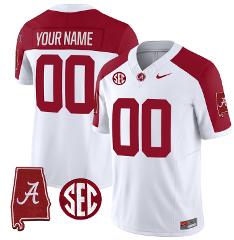Custom Alabama Crimson Jersey Limited Alabama Map Inverted - A...