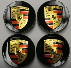 Gloss Black Porsche 76mm Wheel Centre Caps x4 OE for Boxster 9...