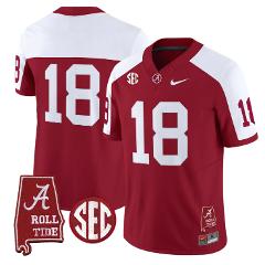 Crimson Jersey #18 Alabama Crimson Tide Throwback Map Stitched...