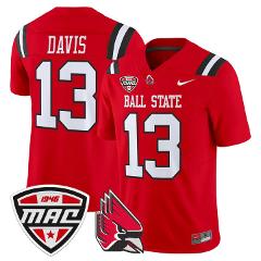 Nate Davis Jersey #13 Ball State Cardinals 2025 Limited Stitch...