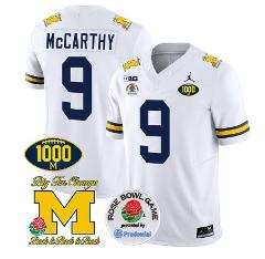 JJ McCarthy Jersey #9 Michigan Wolverines Vapor 1000 Wins Rose...