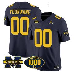 Custom Michigan Wolverines Jersey 1000 Wins Patch Vapor Colleg...