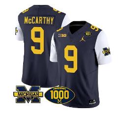 JJ McCarthy Jersey #9 Michigan Wolverines 1000 Wins Patch Foot...