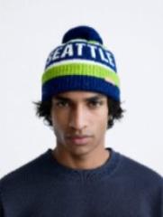 New Era Green and Blue Seattle Pom-Pom Hat