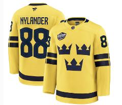 Sweden #88 William Nylander Yellow 2025 4 Nations Face-Off Jersey