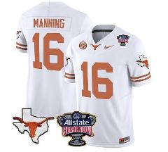 Arch Manning Jersey #16 Texas Longhorns Sugar Bowl Patch Vapor...