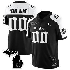 Custom Michigan Wolverines Jersey Gothic Vapor Limited Footbal...