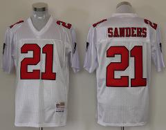 Mens Deion Sanders #21 Football Game Replica Jersey White