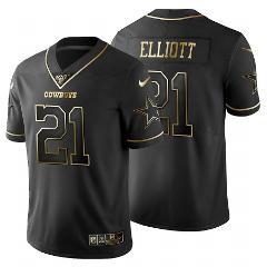 Men's Ezekiel Elliott Dallas Cowboys golden edition black jersey