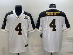 Men's Cowboys #4 Dak Prescott White Gold With 1960 Patch Limit...