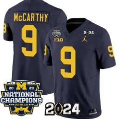 Men's Wolverines 9 J.J. McCarthy Navy 2024 With 2023 National ...