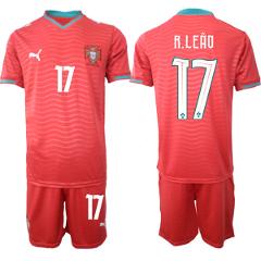 Portugal Team #17 Rafael Leo Red 2026 World Cup Home Soccer Je...