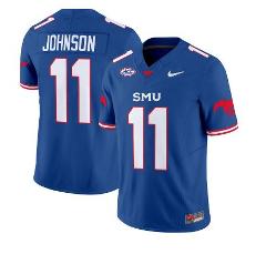 LJ Johnson Jr Jersey #11 SMU Mustangs Icy College Football Vap...