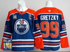 Men Edmonton Oilers #99 Wayne Gretzky Jersey Champions 2025 St...