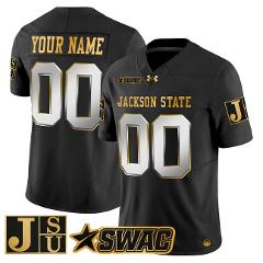 Custom Jackson State Tigers Jersey 2025 Gold Vapor Stitched Bl...