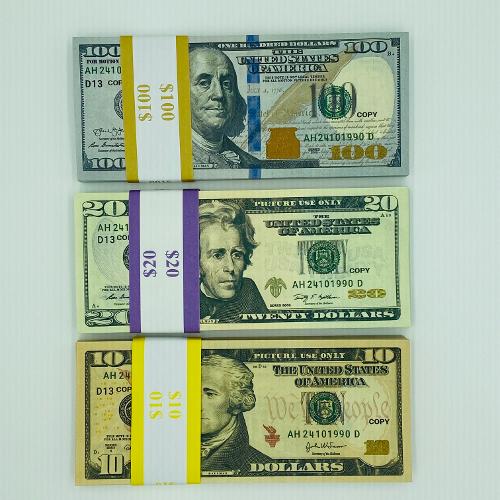 50 Pcs 3Type US Fake Money Realistic Double Sided Full Print Fake Movie ...